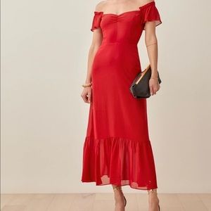 Reformation Butterfly dress in red / cherry